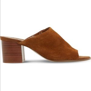 Fine Jupita suede block heel mules cognac brown